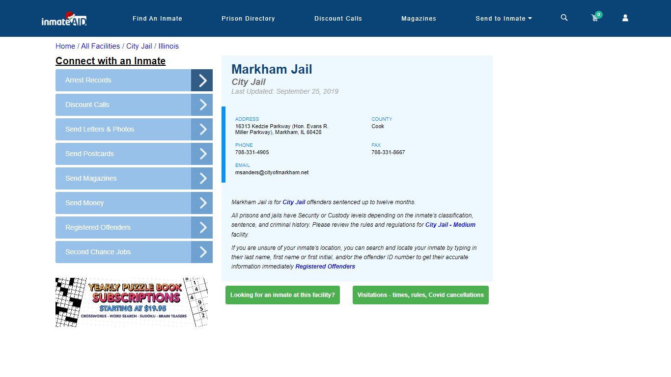 Markham Jail | Inmate Locator