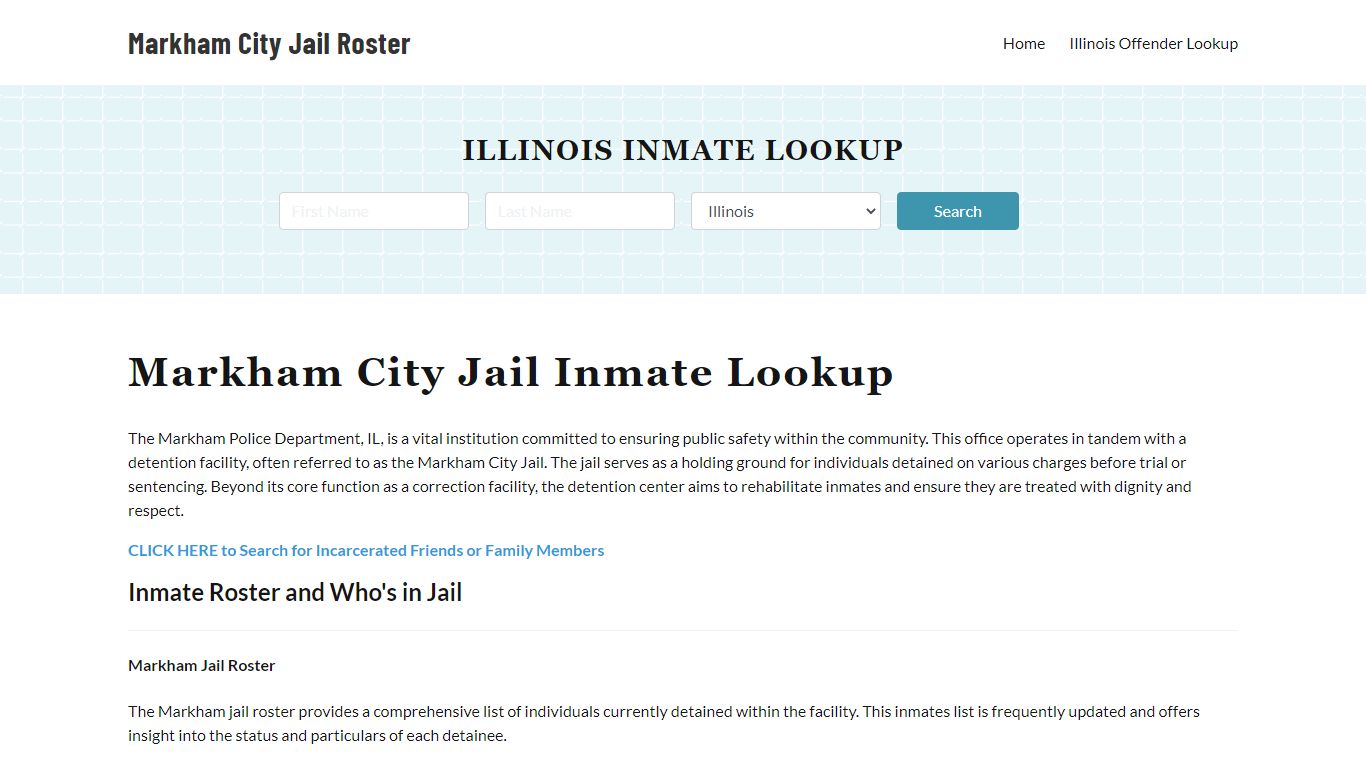 Markham Police Department & City Jail, IL Inmate Roster, Arrests, Mugshots